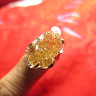 Nhẫn tỳ hưu thạch anh tóc vàng vip