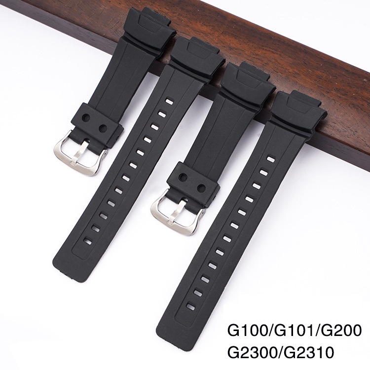 [HOT] Dây đồng hồ cao su cho đồng hồ Casio G-Shock G-100 / G-101 / G-2310 / G-2300 màu đen