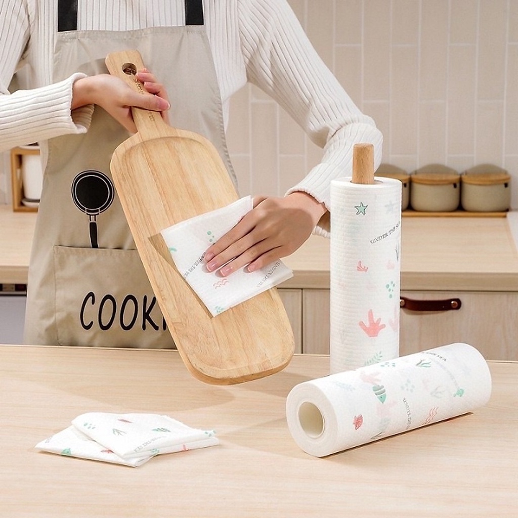 Giấy Lau Đa Năng - Khăn Lau Bếp, Lau Tay, làm từ vải không dệt cực an toàn, SIÊU THẤM, SIÊU DAI, chiều dài cuộn 20cm