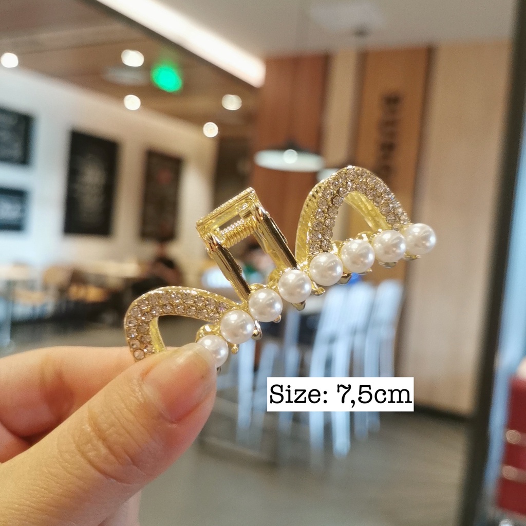 Kẹp tóc hàn quốc đính đá Cặp tóc càng cua kim loại cỡ nhỏ thời trang cho nữ xinh sang chảnh hottrend Aikimo KD7CM