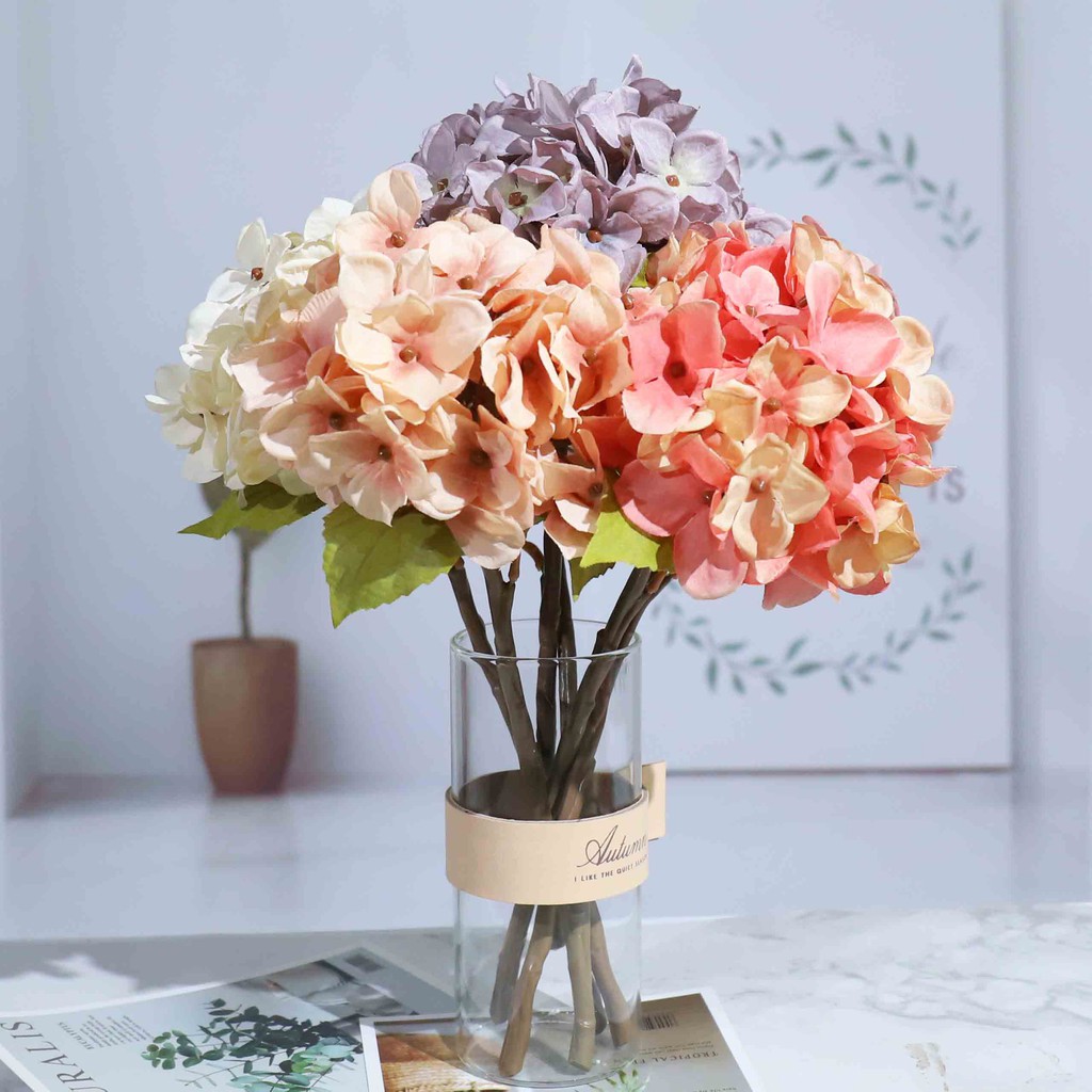 Bó hoa cẩm tú cầu nhân tạo trang trí bàn ăn/phòng khách/tiệc cưới
