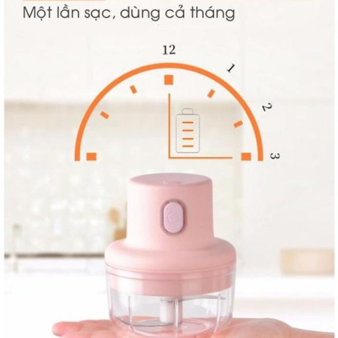 Máy Xay Mini Sạc Điện, Xay Thịt Ớt Hành Tỏi Rau Củ Quả Cầm Tay Siêu Tiện Lợi