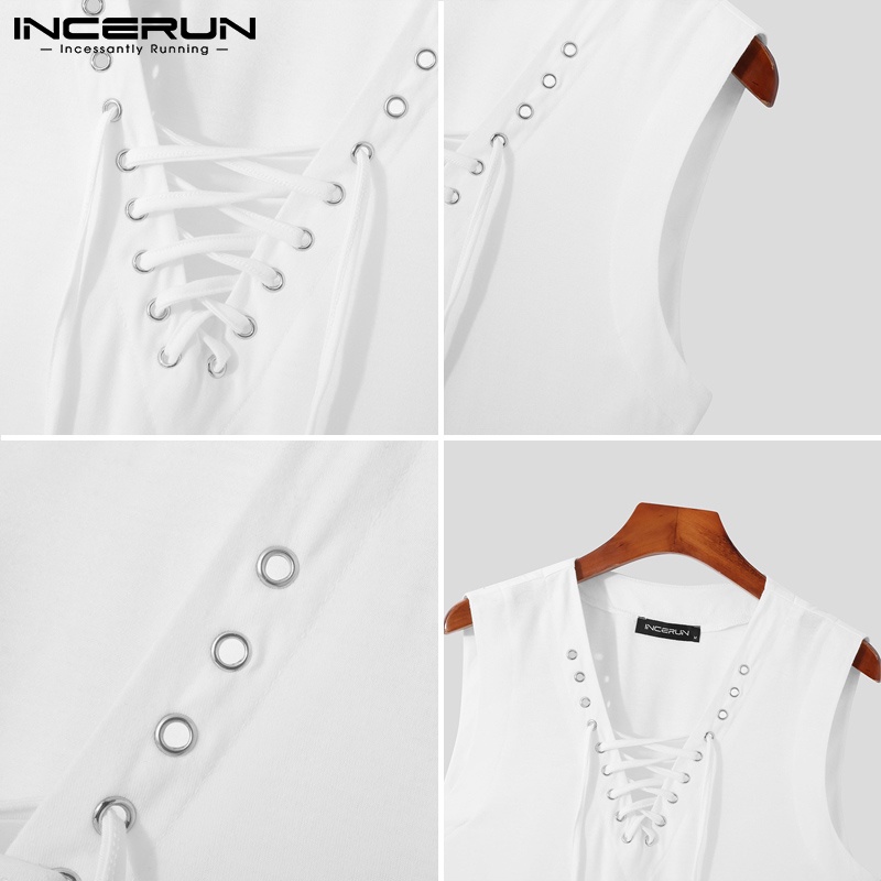 Áo thun ba lỗ INCERUN cổ chữ v thời trang sành điệu cho nam