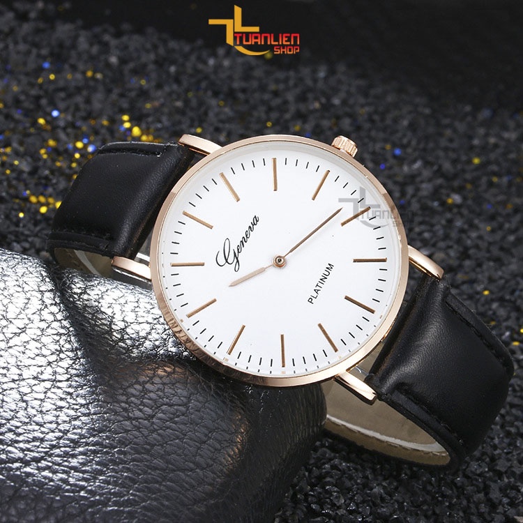 Đồng Hồ Nam GENEVA Dây Da Sang Trọng, Phong Cách Hàn Quốc