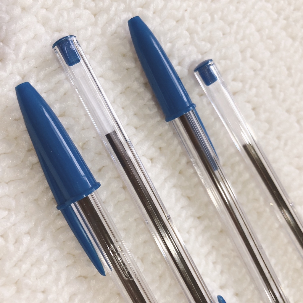 Combo 4 bút bi Bic XANH pen tapping thân trong Cristal