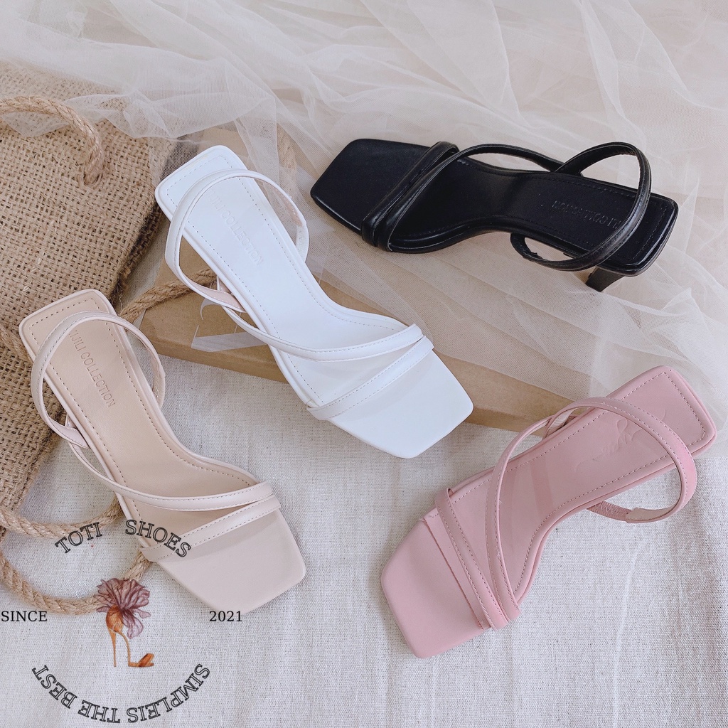 SANDAL CAO GÓT TOTIIE SHOES - GIÀY NỮ THỜI TRANG 9CM - GUỐC SANDAL QUAI MÃNH 9 PHÂN - SANDAL GÓT VUÔNG 9P G2010110