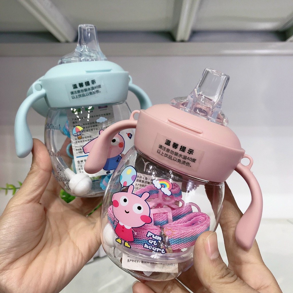 [Tặng cọ ống hút] Bình tập uống nước cho bé 250ml
