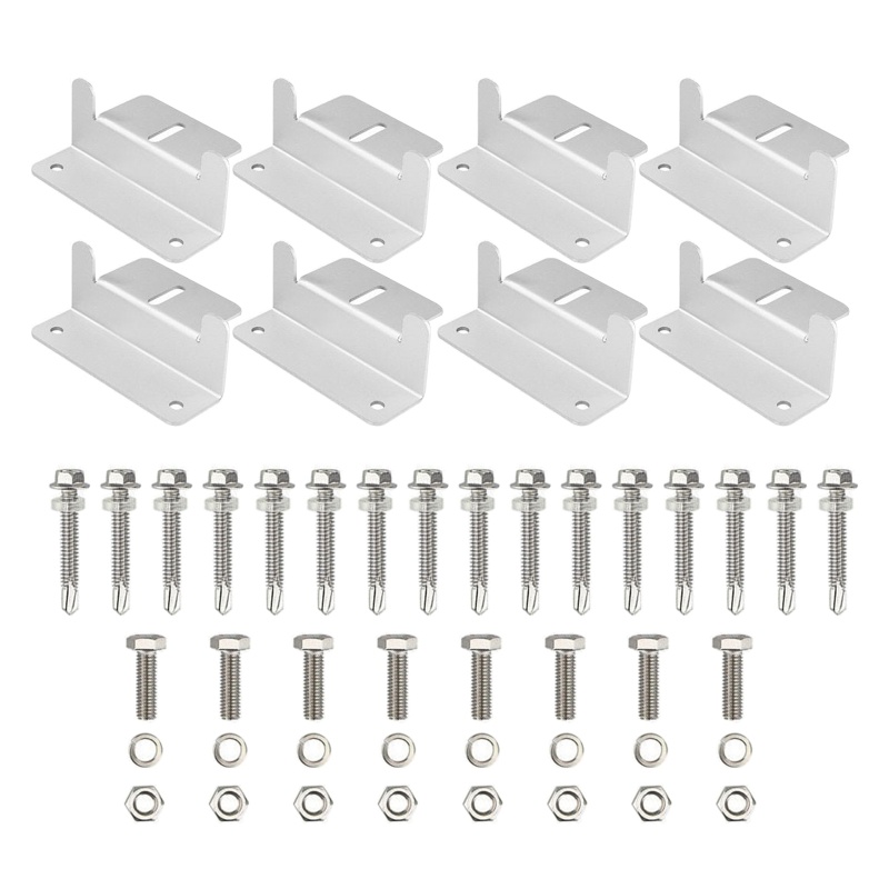 Bộ 8 Giá Đỡ Tấm Pin Năng Lượng Mặt Trời Hình Chữ Z Kèm Đai Ốc Và Bu Lông Bằng Hợp Kim Nhôm