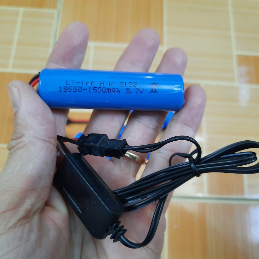 Pin và cáp sạc xe mô hình 3.7v 18650 dung lượng cao 1500mah cổng nôi SM