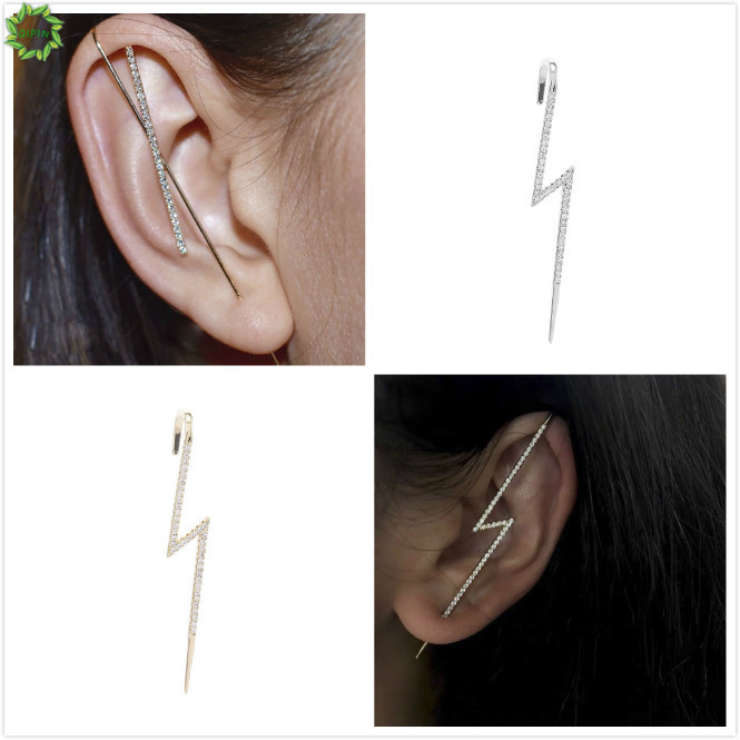 Bông Tai Hình Sấm Sét Đính Đá Zircon Phong Cách Hàn Quốc