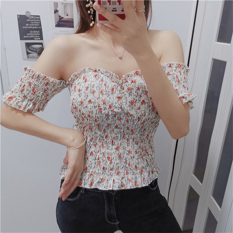 Áo Hoa Nhí 🎀FREESHIP🎀 Áo Peplum trễ vai hoa nhí ulzzang Hàn Quốc xinh xẻo C42 - Maoshop