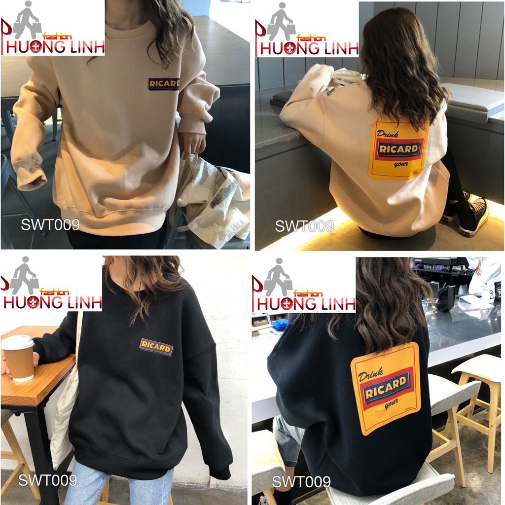 Áo nỉ cổ tròn sweater unisex Drink Ricard Your - Trang phục thu đông - Áo nỉ mùa lạnh