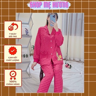 Bộ bầu Pijama mặc bầu và sau sinh chun cạp tiện lợi , hoạ tiết caro dưới 70kg
