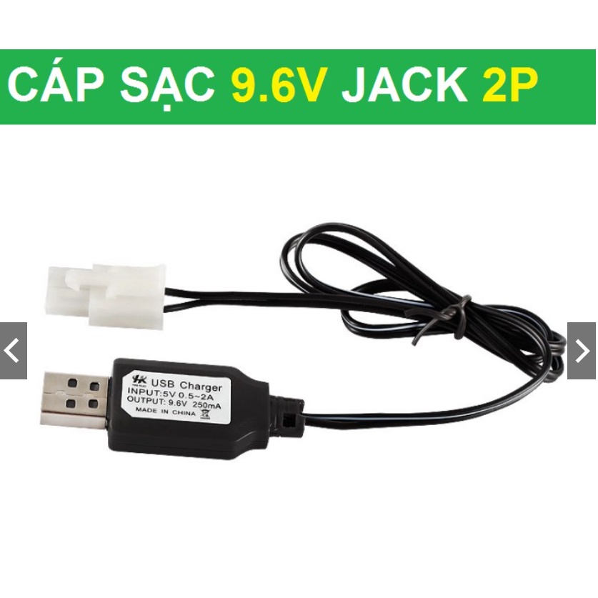 Pin kèm sạc usb 9.6v 2400mah đồ chơi xe điều khiển