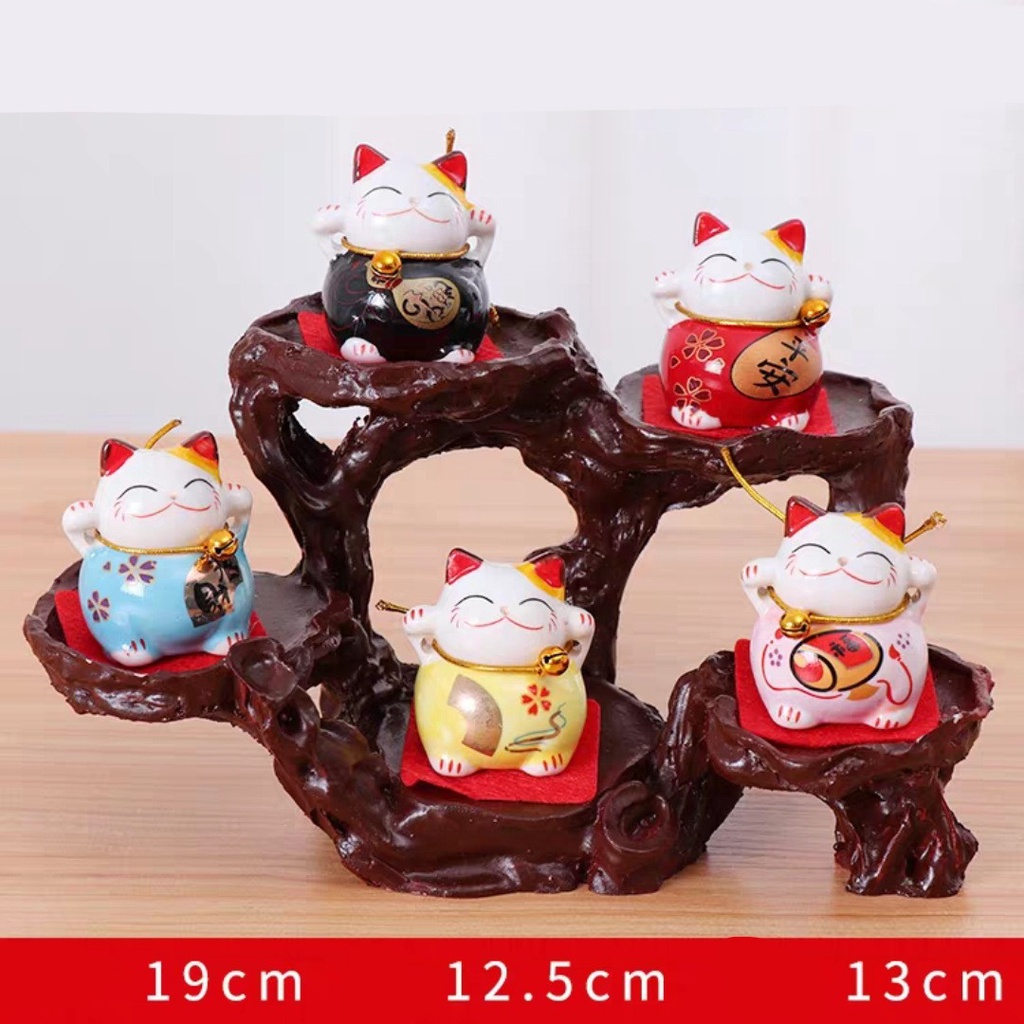 [Hàng sẵn] Giá đỡ trưng bày mèo may mắn thu hút tài lộc hoặc làm trang trí chất liệu kệ gỗ cao cấp(Không kèm tượng mèo)