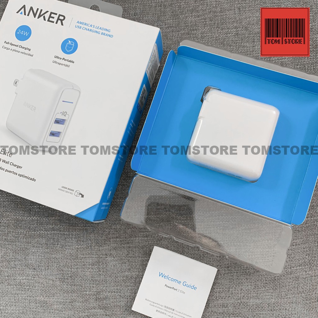 Cốc sạc nhanh 24w Anker PowerPort Elite 2, 24w - A2023 công nghệ sạc nhanh độc quyền PowerIQ và VoltageBoost