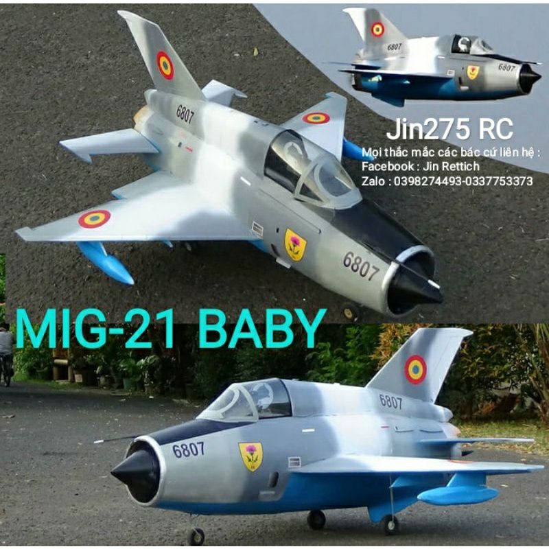 Bộ vỏ kit máy bay MiG -21 baby sải 85 cm