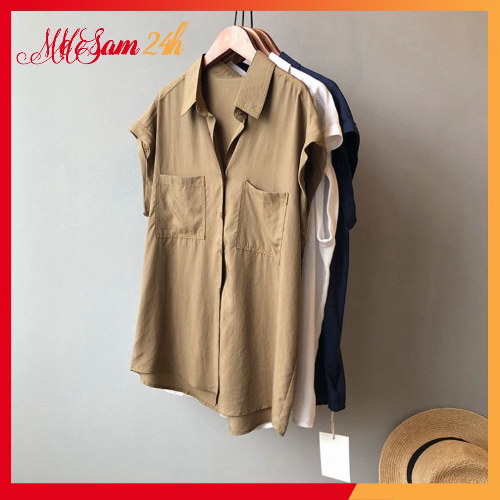 Áo sơ mi đũi nữ tay ngắn Mẹ Sam 24h áo kiểu bigsize, chất liệu mềm mát, form trẻ trung phá cách SMH.33 | BigBuy360 - bigbuy360.vn