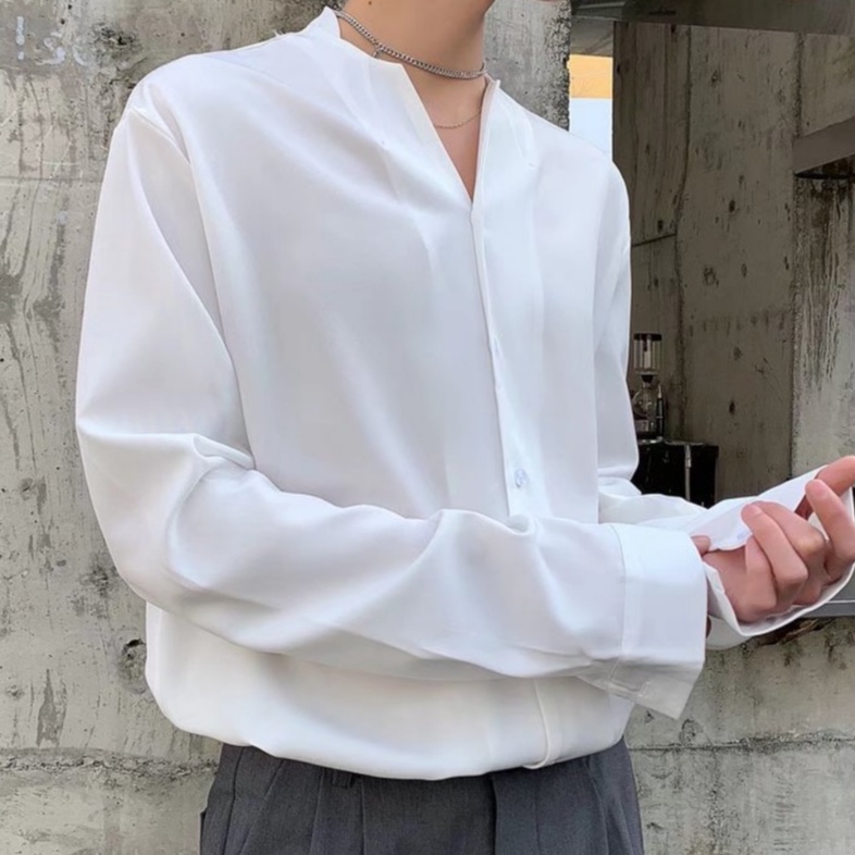 Áo sơ mi nam form rộng phong cách unisex thời trang trơn thời trang hàn quốc  nam bông bigsize áo nam đẹp Tốt -bạn trai không có đường phố nổi tiếng fengsi wen'yi