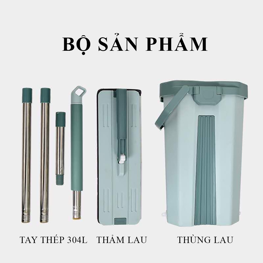 Chổi lau nhà xoay 360 độ tự vắt thông minh lau chà vệ sinh sàn nhà, kèm miếng bông thay thế - Bảo hành 12 tháng