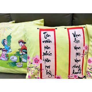 Set 2 vỏ gối Câu đối Tết