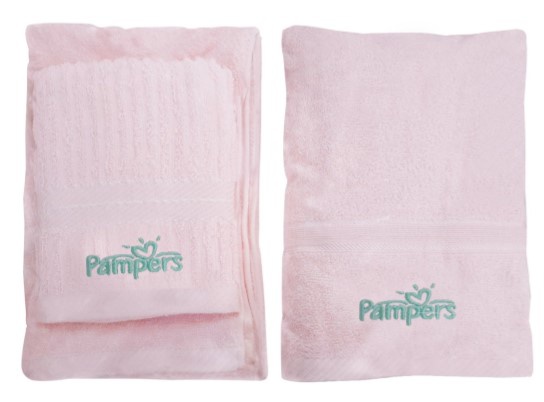 [Mã FMCG80 giảm 10% đơn từ 400K] [MKB Gift] Bộ 2 Khăn Cotton Thêu Logo Pampers