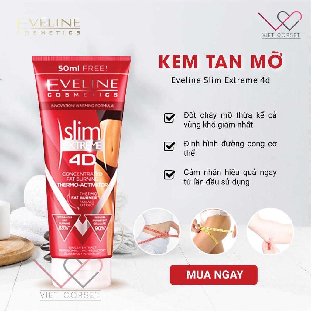 [VIỆT CORSET] [COMBO] Latex giảm eo Latex Light Air Việt Corset - Latex 17 xương &amp; Kem tan mỡ nhập khẩu chính hãng