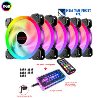 Bộ 5 Quạt LED RGB Coolmoon Sunshine Dual Ring Kèm HUB + Điều Khiển