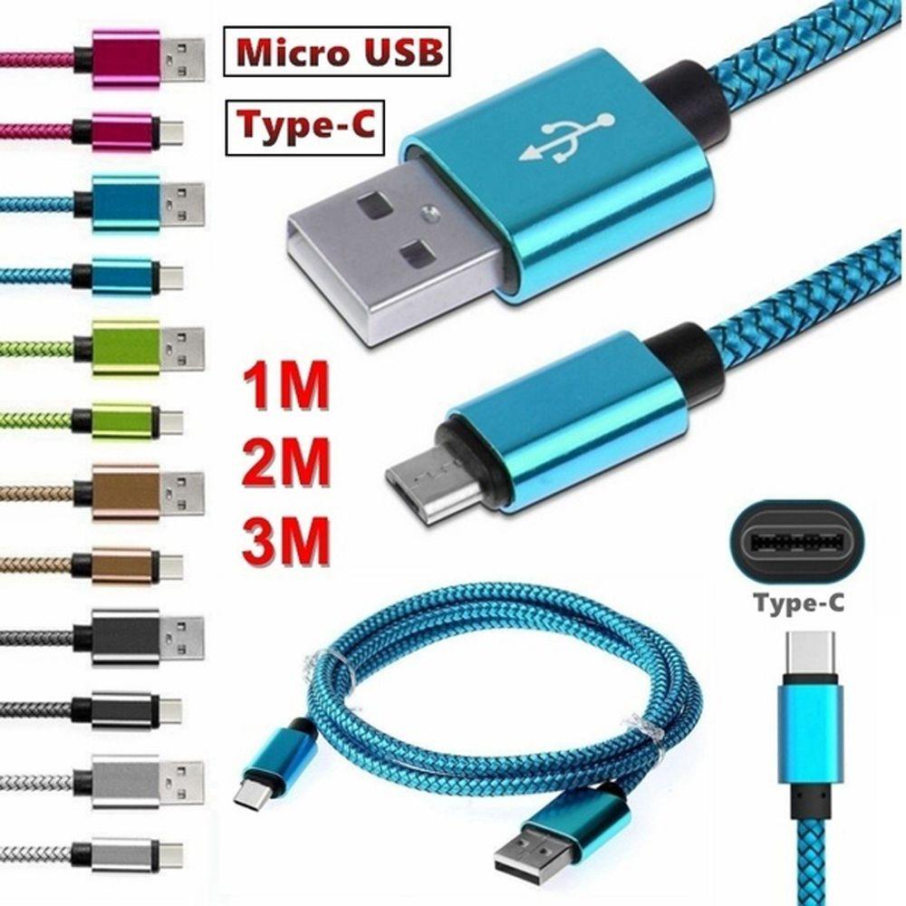 Dây Cáp Sạc Nhanh USB Loại C Bằng Nylon Bện Nhiều Màu Cho Huawei P30 P20 Samsung Galaxy S10 S9 1m / 2m / 3