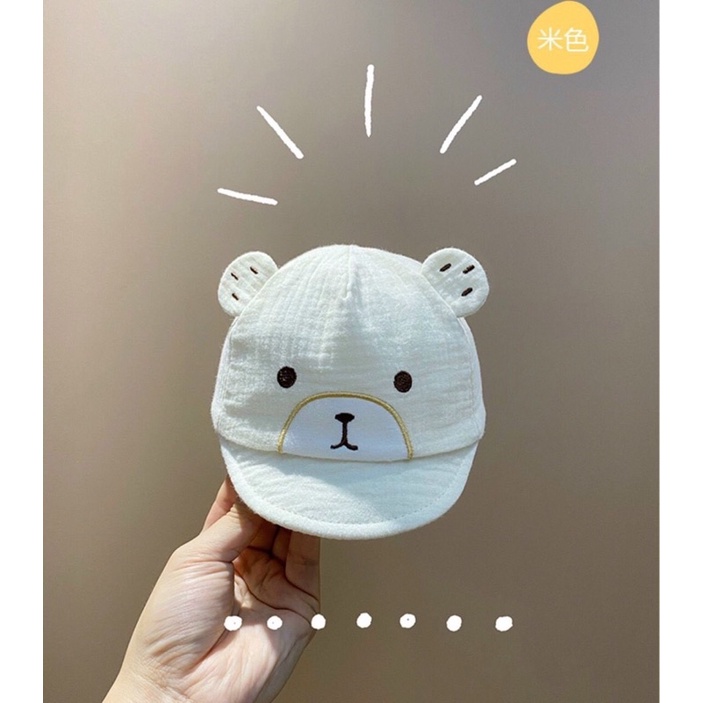 Mũ chìa sơ sinh vải xô hình gấu cho bé 0 đến 1,5 tuổi