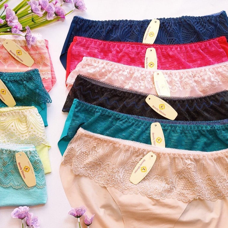 Quần lót đúc su thun lạnh pha ren ngang thoáng mát siêu đẹp 086