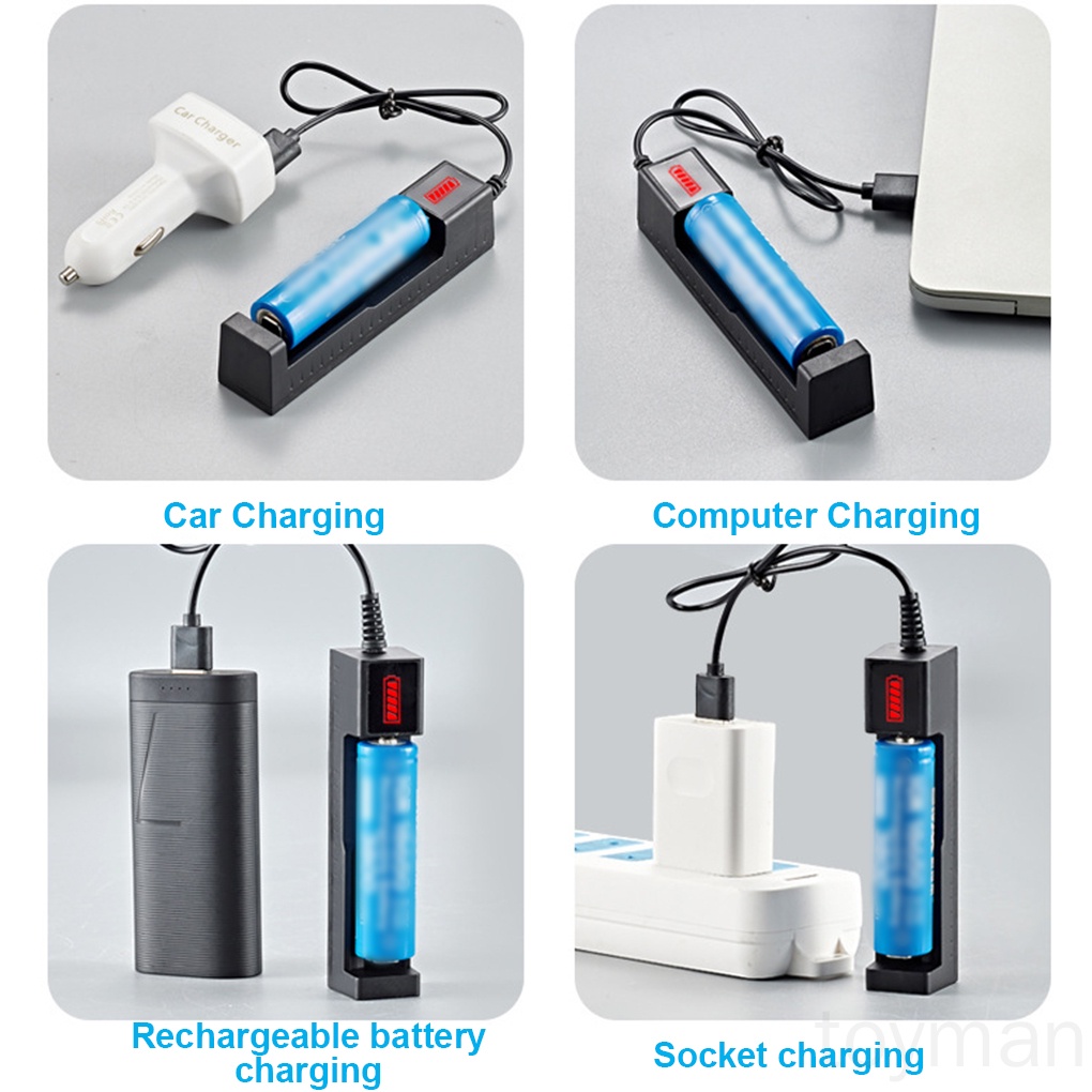 Bộ sạc pin lithium 18650 có thể sạc lại nhỏ gọn tiện lợi