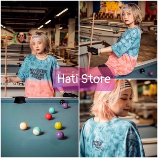 Áo thun tay lỡ loang màu in chữ My friend make me funny cực chất