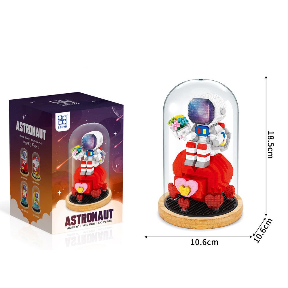 Lego Phi hành gia đèn led mẫu mới kèm lồng mica đế gỗ