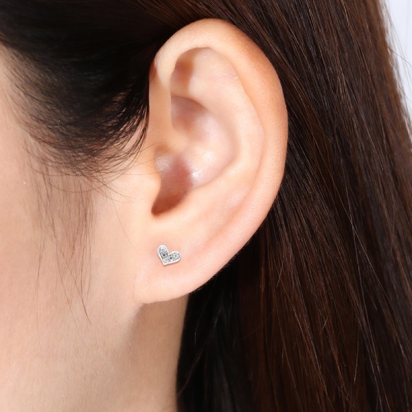 PRIMA Bông Tai Kim Cương - Vàng 18K - Trái tim nữ tính (1 chiếc) - BST Mono Chic - 105E1234