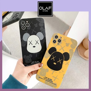 Ốp iPhone kaws hình gấu bearbrick cute màu đen vàng dành cho 12/11 Pro Max/Xs Max/X/8/7 plus