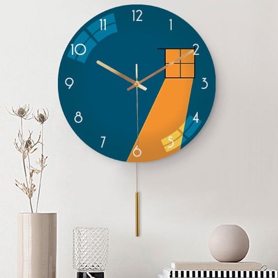 Đồng Hồ Treo Tường Quả Lắc Kim Loại Nguyên Khối Mạ Vàng Óng Ánh, Làm Quà Tặng Hoặc Treo Tại Nhà Siêu Đỉnh