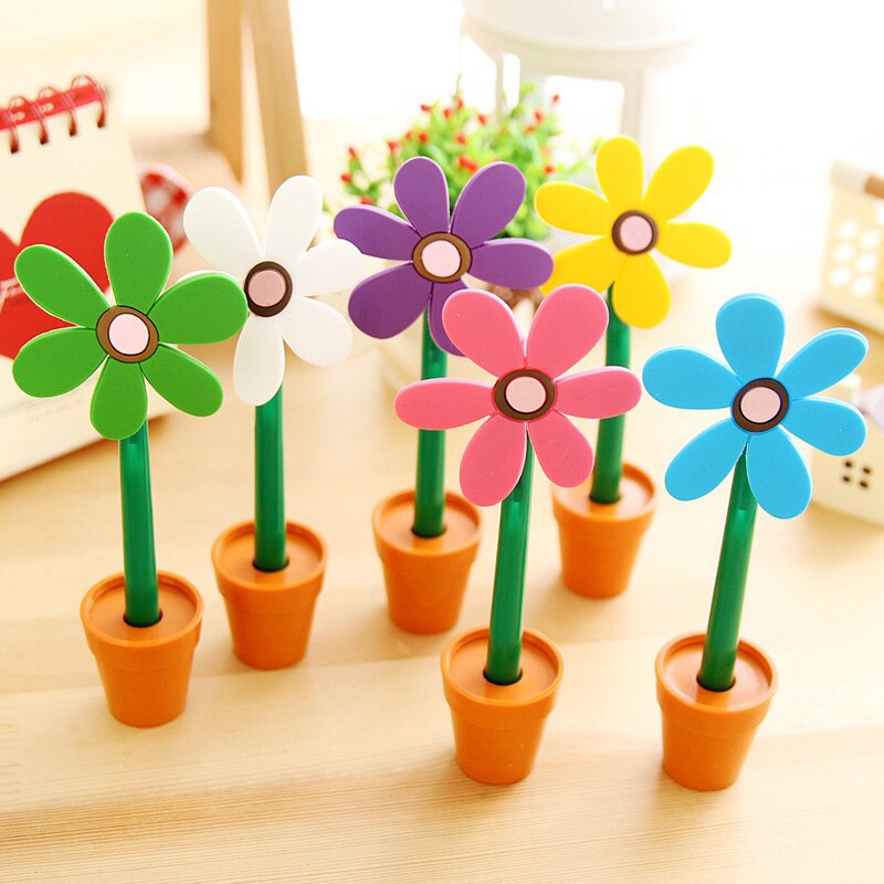 Bút bi hình chậu hoa hướng dương nhiều màu, siêu cute