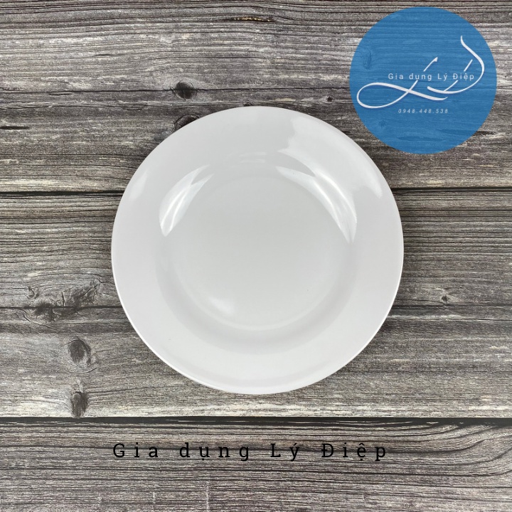 Dĩa nhựa melamine trắng tròn cao cấp, an toàn cho gia đình