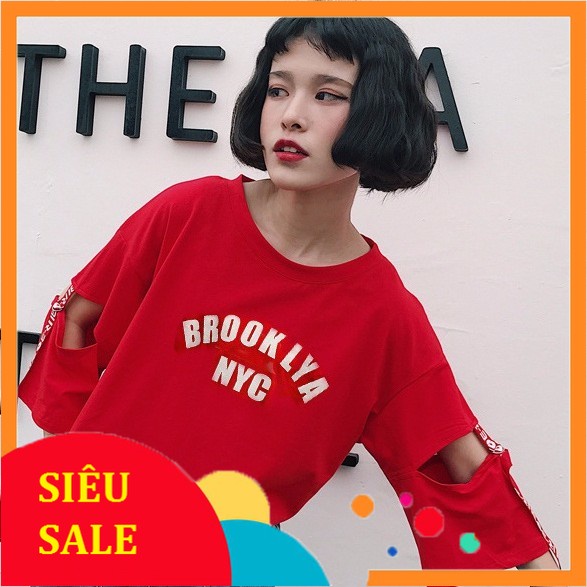 Áo Thun Cotton Tay Lỡ NYC Đỏ Thiết Kế Xì Tin