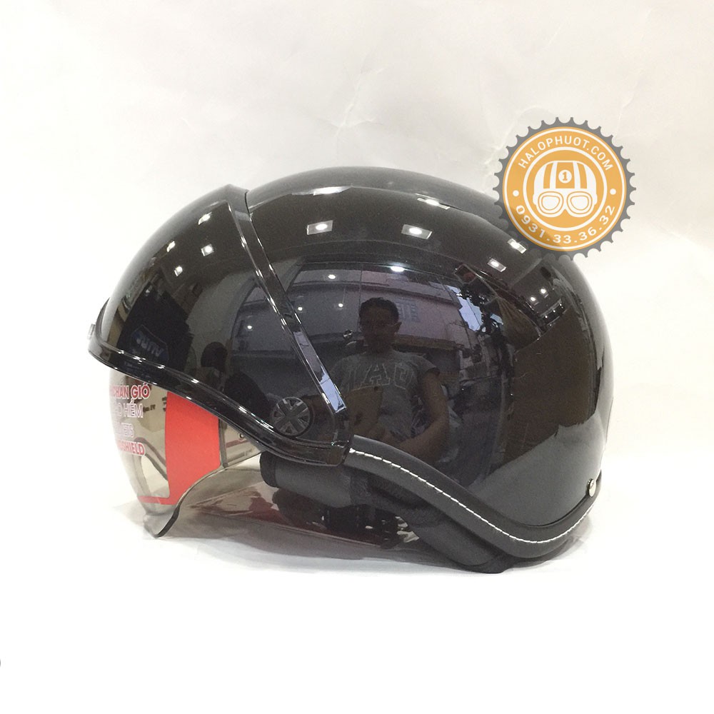 Nón bảo hiểm nửa đầu kính âm Andes 3S 139 (Đen Bóng)