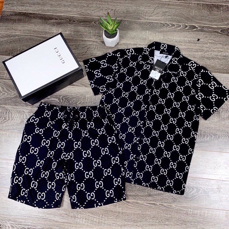 Hot Trend 2020 Bộ Hè Nam,Đồ Bộ Nam LV Hoa Nhỏ Chất Xịn Cao Cấp Có Size K9