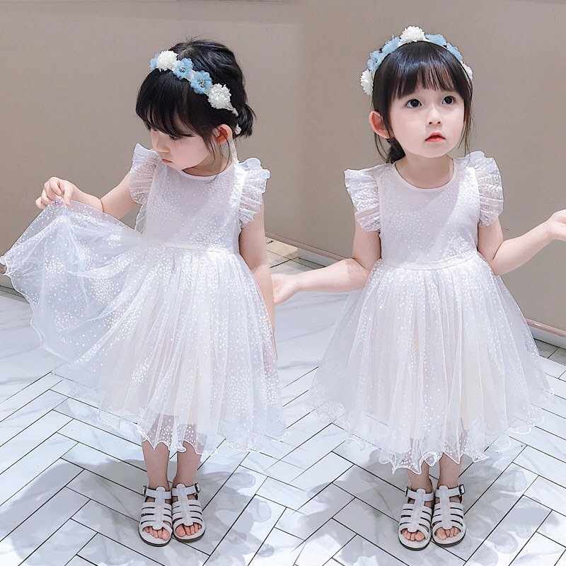 Đầm ren trắng dành cho bé gái panda zoe