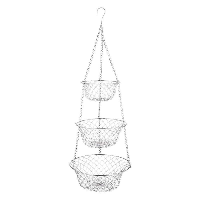 Rổ Đựng Trái Cây 3 Tầng Có Móc Treo Tiện Dụng Cho Nhà Bếp