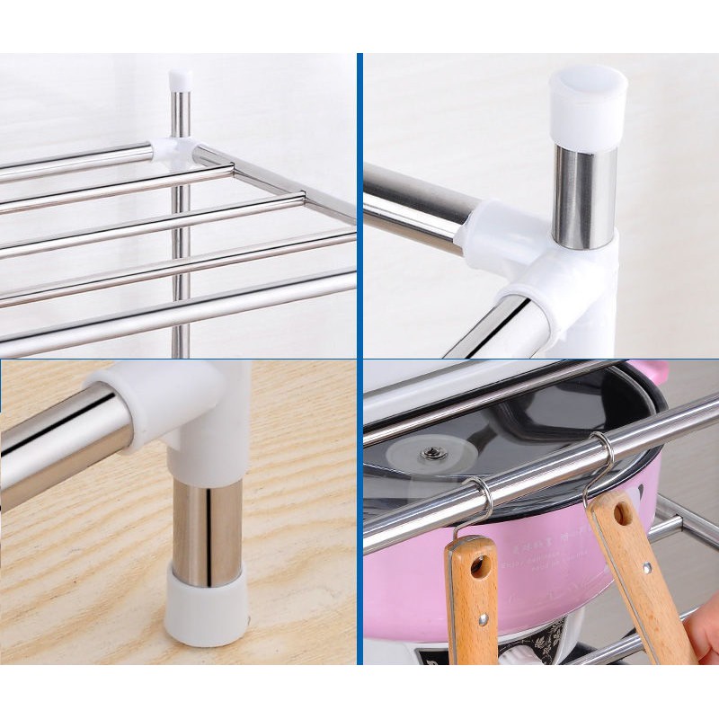 Giá Để Đồ Dùng Nhà Bếp 5 Tầng Bằng Thép Không Gỉ 6 Móc | BigBuy360 - bigbuy360.vn