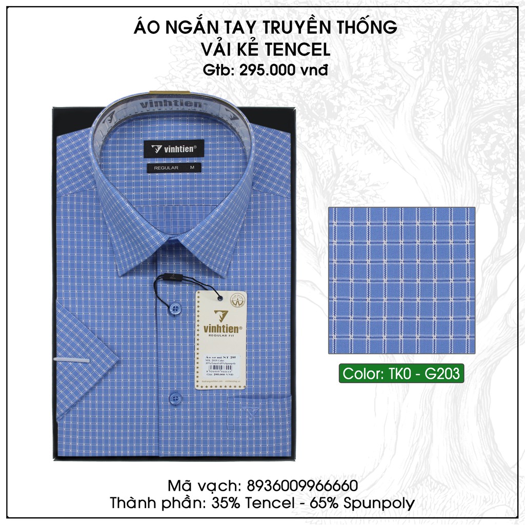 Áo sơ mi nam ngắn tay vạt bằng Vĩnh Tiến 295 - kẻ caro nhỏ | BigBuy360 - bigbuy360.vn