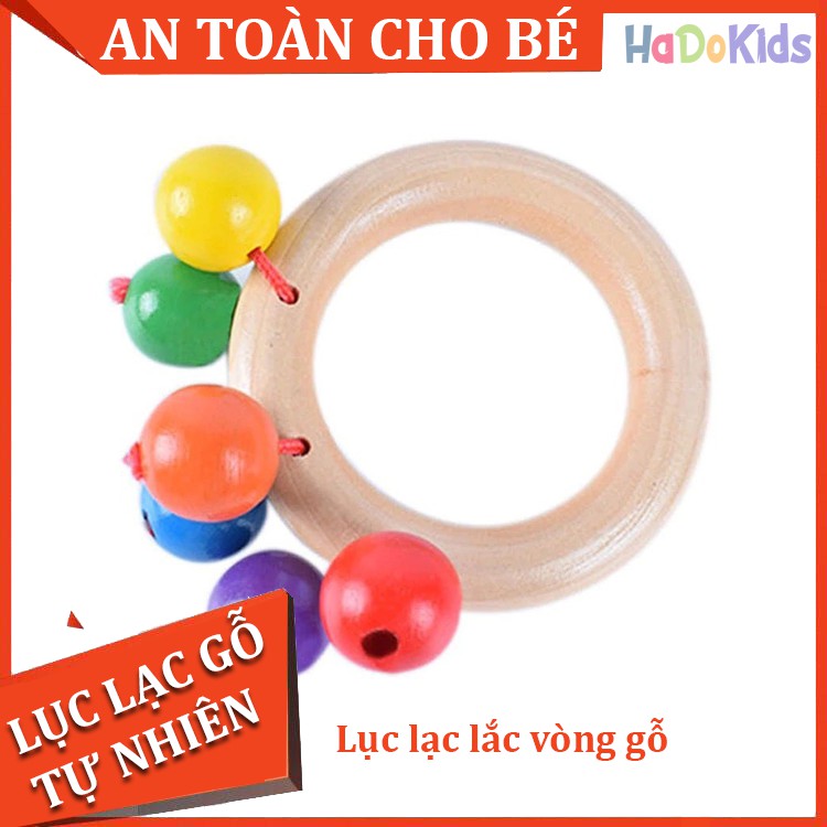 Bộ 4 Món Xúc Xắc, Lục Lạc Gỗ Cho Trẻ Sơ Sinh Phát Triển Thính Giác, Thị Giác