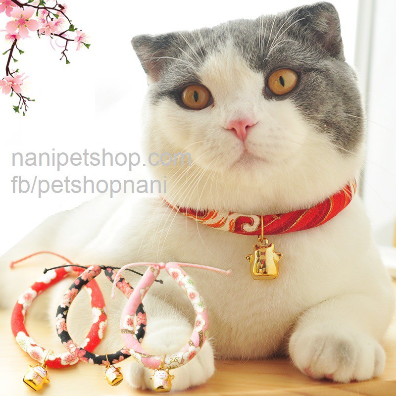 Vòng cổ mèo phong cách Nhật bản - Mẫu mới Mèo Thần Tài - Có dây chỉnh cỡ - Nà Ní Pet Shop