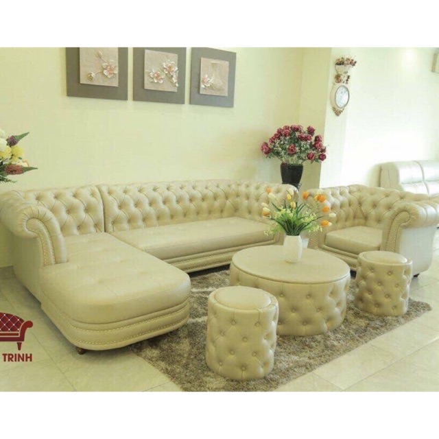 Sofa da nỉ tân cổ điển ( báo giá từng mẫu kích thước )