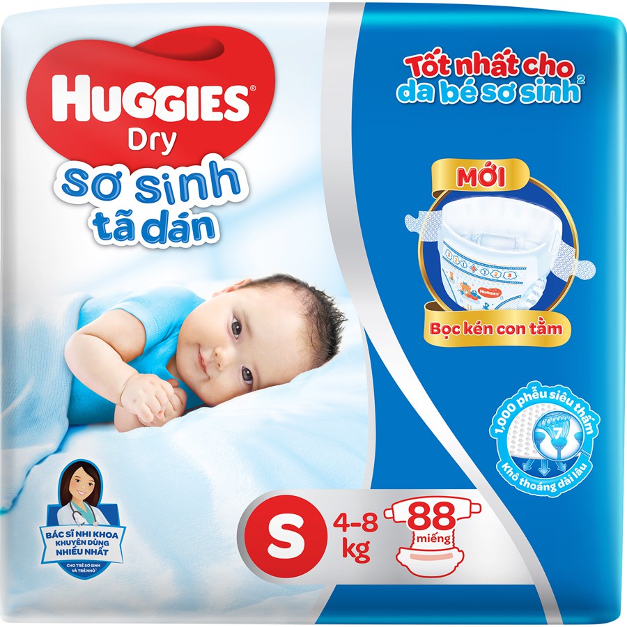 Bỉm Huggies dán S56 / S88 miếng S dành cho trẻ (4-8kg)